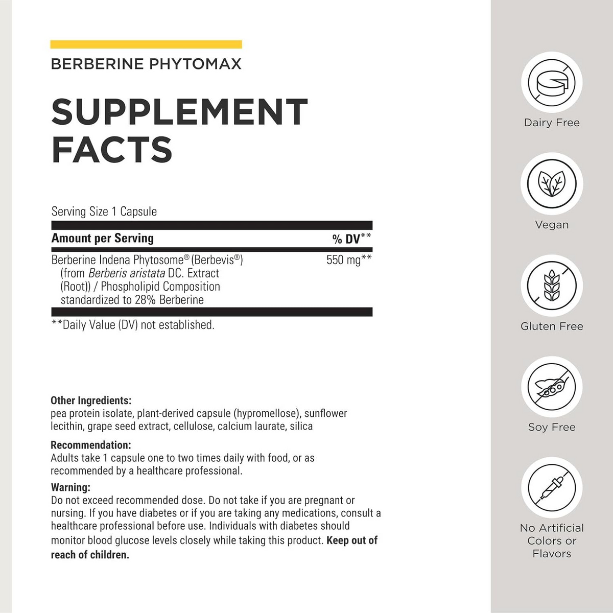 Berberine Phytomax Supplement, 60 Capsules