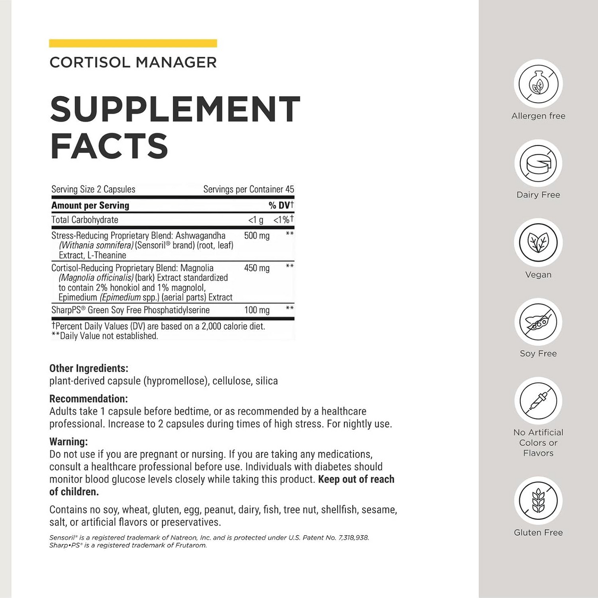 Cortisol Manager Allergen Free, 90 Count